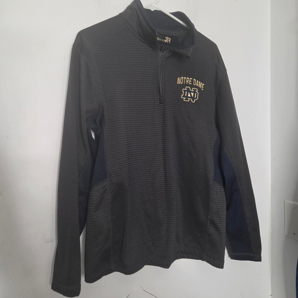 Colosseum Notre Dame Fighting Irish Mens Gray Navy Quarter Zip Pullover Size M